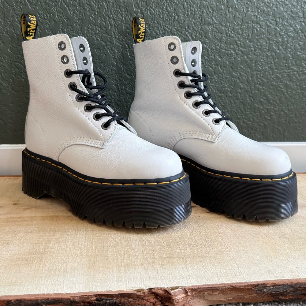 1460 platform Dr. Martens White Leather Platform Boots